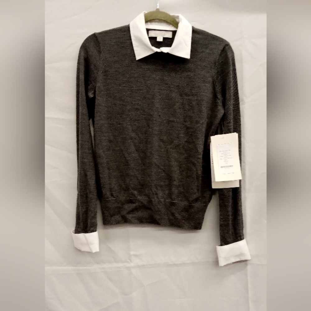 Brooks Brothers Gray Sweater with White Accents